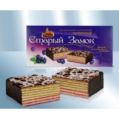 Торт вафельный глазированный "Черничный" 250 гр